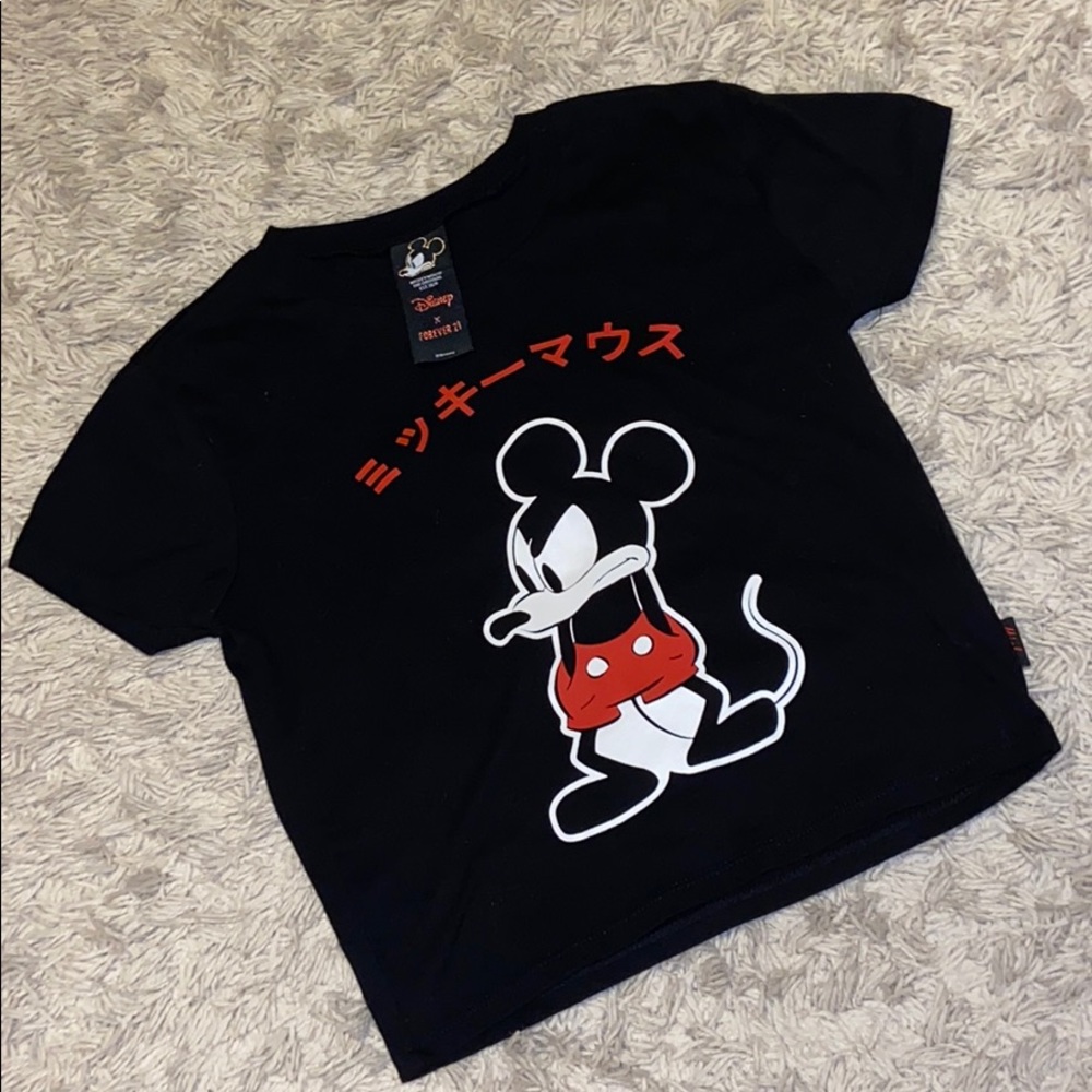 Forever 21 black disney Mickey Mouse crop top